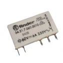 Finder 345170600010 Relé electromecánico para placa de circuito impreso para CI (24VDC) 1CC 6 A